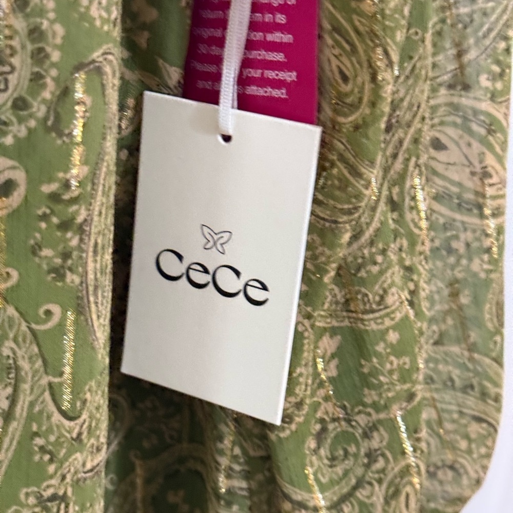 CeCe Green Ruffled Puff Sleeve Blouse - Picture 2 of 3